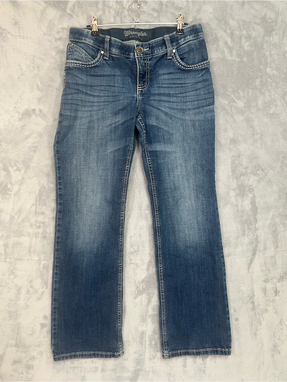 Wrangler Shiloh No Gap Waistband Boot Cut Jeans Junior 7x30 Western Thick Stitch